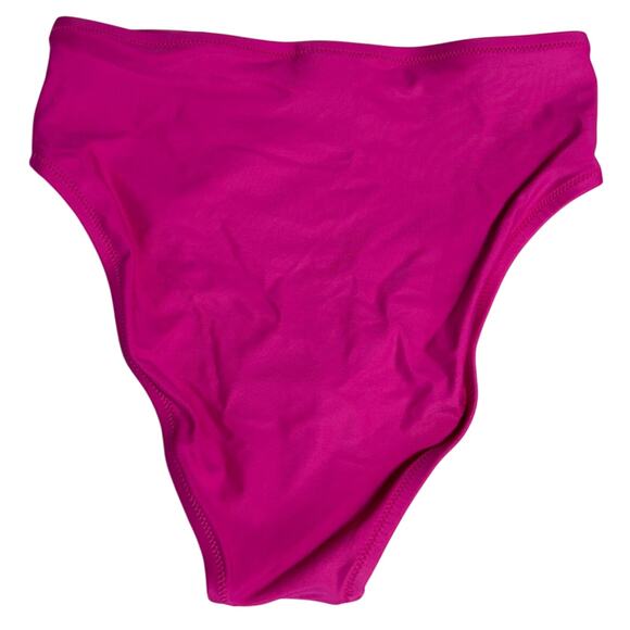 NWT J. Crew Bikini Bottom, Hallie High Rise Full Coverage, Magenta Pink, Sz. M - Picture 2 of 3